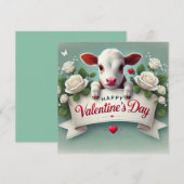 Schattig Kalf met Valentijnsdag Groetbanner  Feestdagenkaart (Voorkant / Achterkant)