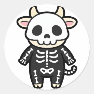 Schattig Kalf Skelet Halloween Ronde Sticker
