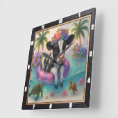 Schattig kalf Tropical Swim Vierkante Klok (Hoek)