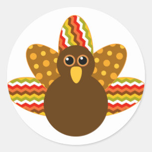 🦃 Schattig kalkoen met kleurrijke veren Ronde Sticker