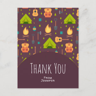 Schattig kampeer thema patroon bedankt briefkaart
