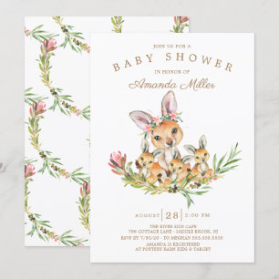 Schattig Kangaroo Mam & Babies Triplet Baby shower Kaart