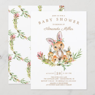 Schattig Kangaroo Mam & Babies Twins Baby shower Kaart