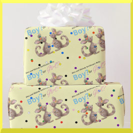 Schattig kangoeroe geslacht onthullen geel inpakpa cadeaupapier