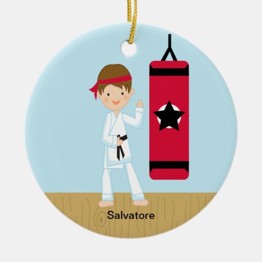 Schattig karate Boy Ornament (Voorkant)