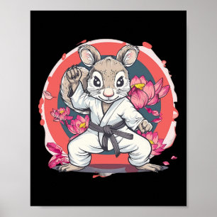 Schattig Karate Eekhoorn Lotus Bloem Mma Kickbokse Poster