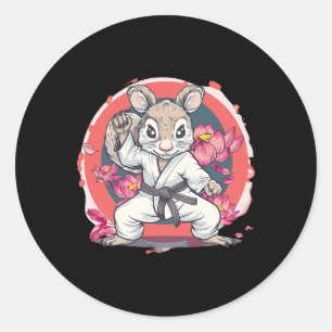 Schattig Karate Eekhoorn Lotus Bloem Mma Kickbokse Ronde Sticker