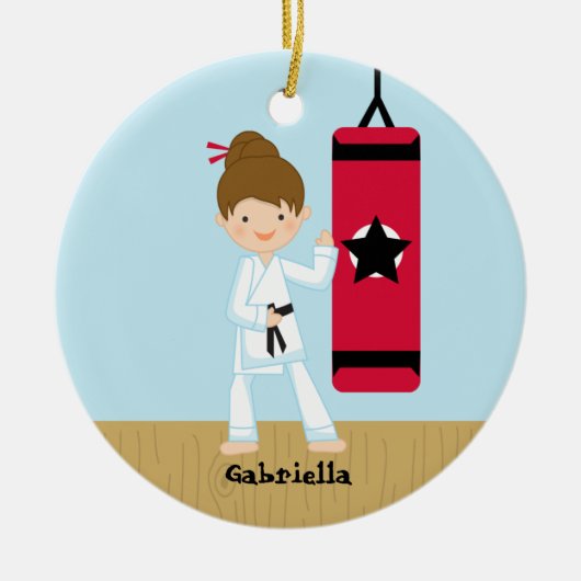 Schattig karate Girl Ornament (Voorkant)