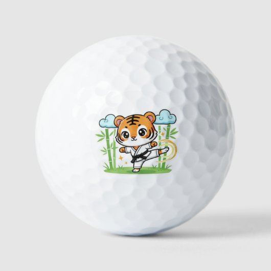 Schattig Karate Tijger Kids Ontwerp Golfballen (Voorkant)