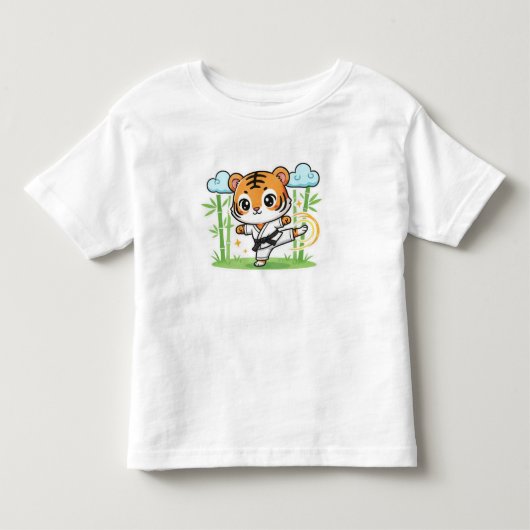 Schattig Karate Tijger Kinderontwerp Kinder Shirts (Voorkant)