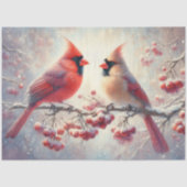 Schattig Kardinaal Koppel Rustieke Bos Decoupage Tissuepapier (Voorkant)
