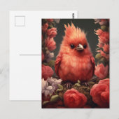 Schattig kardinaal vogel - grillig schilderij briefkaart (Voorkant / Achterkant)