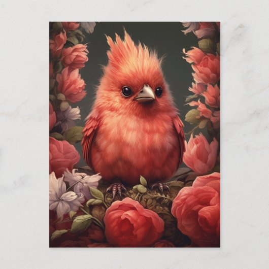 Schattig kardinaal vogel - grillig schilderij briefkaart (Voorkant)