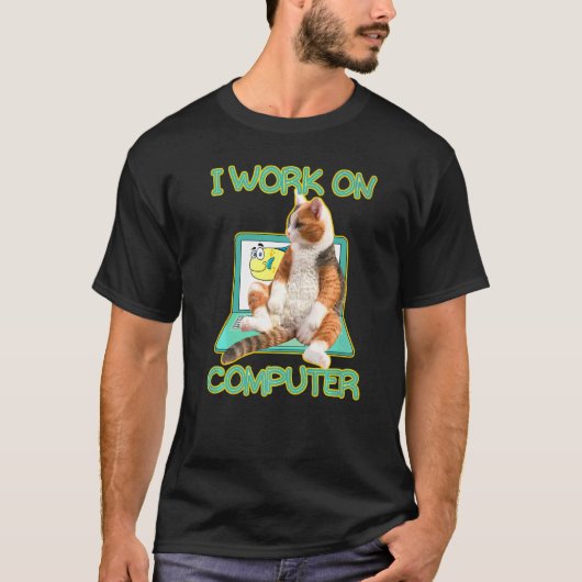Schattig Kat en informatica kitten huisdier T-shirt (Voorkant)