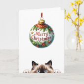 Schattig Kat Funny Cat Christmas Kaart (Gele Bloem)