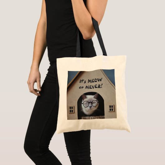 Schattig Kat Gezicht Grappige Kitten Whimsical Lie Tote Bag (Voorkant (product))