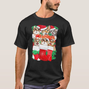 Schattig Kat Gezicht Uitdrukkingen Kerstkat T-shirt