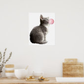 Schattig Kat Kat Kat Bubble Gum Nursery Child Poster (Keuken)