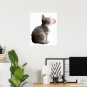 Schattig Kat Kat Kat Bubble Gum Nursery Child Poster (Thuiskantoor)