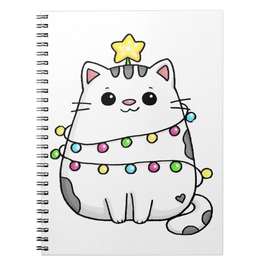 Schattig kat kerst ontwerp notitieboek (Voorkant)