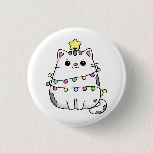 Schattig kat Kerst ontwerp Ronde Button 3,2 Cm (Voorkant)