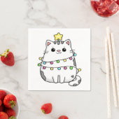 Schattig kat kerst ontwerp servet (Insitu)