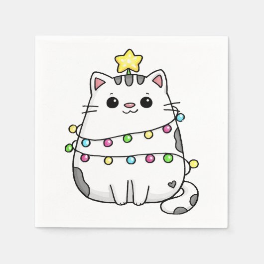 Schattig kat kerst ontwerp servet (Voorkant)