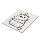 Schattig kat Kerst ontwerp Tegeltje (Zijkant)