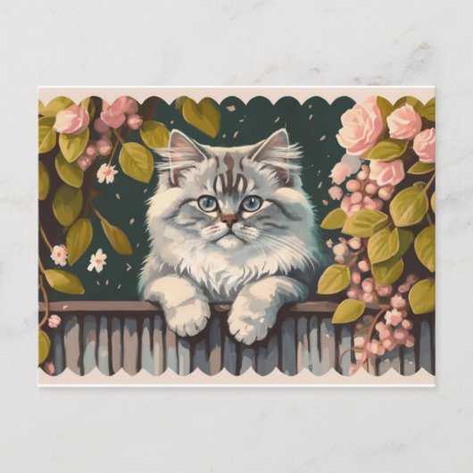 schattig kat kunst kitten grappig dier katten feestdagenkaart (Voorkant)