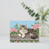 schattig kat kunst kitten grappig dier katten feestdagenkaart (Staand voorkant)
