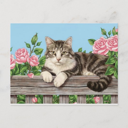 schattig kat kunst kitten grappig dier katten feestdagenkaart (Voorkant)