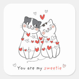 Schattig kat liefde paar vierkante sticker