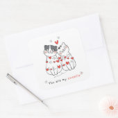 Schattig kat liefde paar vierkante sticker (Envelop)