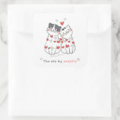 Schattig kat liefde paar vierkante sticker (Tas)