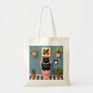 Schattig kat liefhebber boek badkamer kunst tote bag
