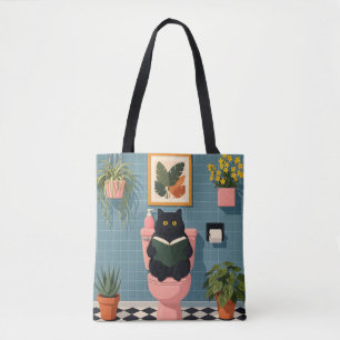 Schattig kat liefhebber boek badkamer kunst tote bag