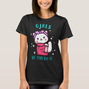 Schattig kat meisje meisje sterke macht emancipati t-shirt