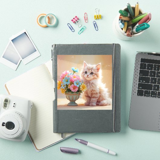 Schattig Kat met bloemenboeket Sticker (iPad Cover)