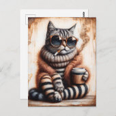 Schattig Kat met koffie Briefkaart (Voorkant / Achterkant)