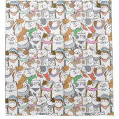 Schattig kat-patroongordijn douchegordijn (Voorkant)