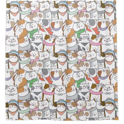 Schattig kat-patroongordijn douchegordijn (Voorkant)