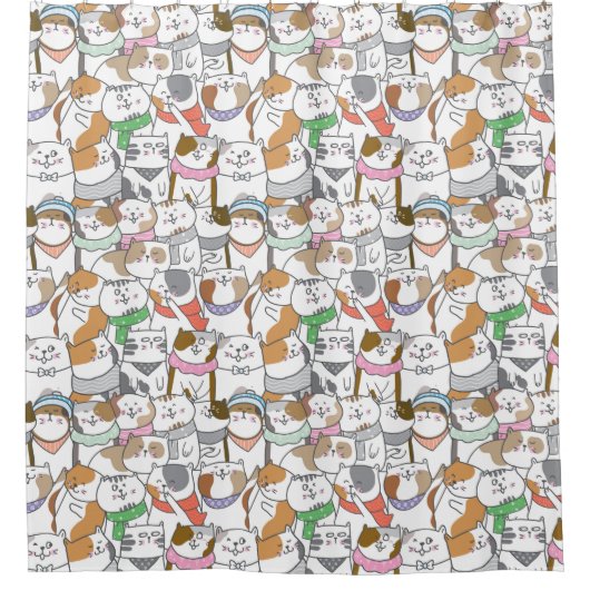 Schattig kat-patroongordijn douchegordijn (Voorkant)