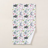 Schattig kat roze bloemmotief bad handdoek (Handdoek)