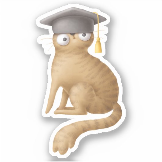 Schattig kat schoolboek leuk lezen sticker (Voorkant)
