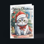 Schattig kat waterverf stijl Meowy Kerstmis Kaart<br><div class="desc">Maak je klaar om feestelijk gejuich te verspreiden met onze schattige kerstkaart met een charmante kat op de cover en de pure boodschap: 'Meowy Christmas.' Het is de ideale mix van schattigheid en vakantiedrang, waardoor het een heerlijke manier is om warme wensen naar je geliefden te sturen. Deel de vreugde...</div>