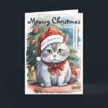 Schattig kat waterverf stijl Meowy Kerstmis Kaart<br><div class="desc">Maak je klaar om feestelijk gejuich te verspreiden met onze schattige kerstkaart met een charmante kat op de cover en de pure boodschap: 'Meowy Christmas.' Het is de ideale mix van schattigheid en vakantiedrang, waardoor het een heerlijke manier is om warme wensen naar je geliefden te sturen. Deel de vreugde...</div>