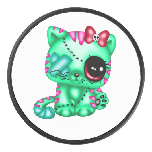 Schattig Kat Zombie Hockey Puck (Voorkant)