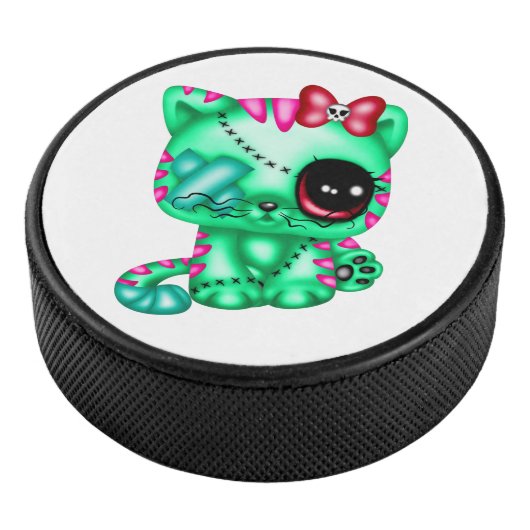 Schattig Kat Zombie Hockey Puck (3/4)