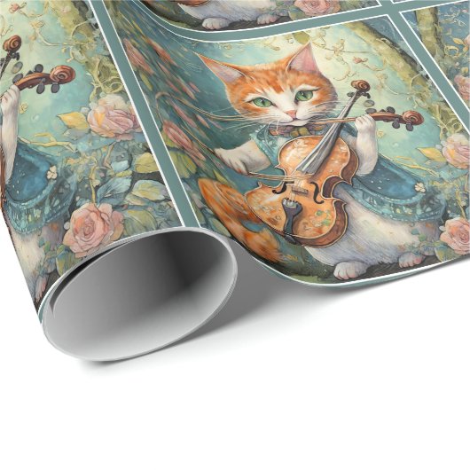 Schattig katje dat viool speelt cadeaupapier (Rol Hoek)