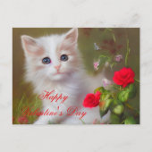 Schattig katje en rozen valentijn briefkaart (Voorkant)